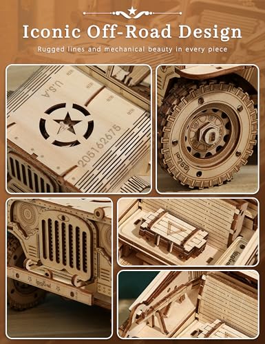 BOOZUU Paintable 3D Wooden Off-Road Vehicle Puzzle for Adults