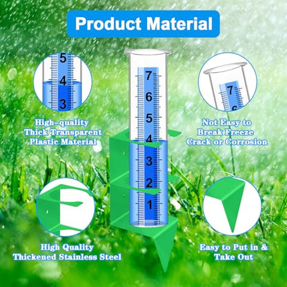 Rain Gauge Outdoor, 7" Capacity Large Rain Gauge Outdoors (Green) - color: Green