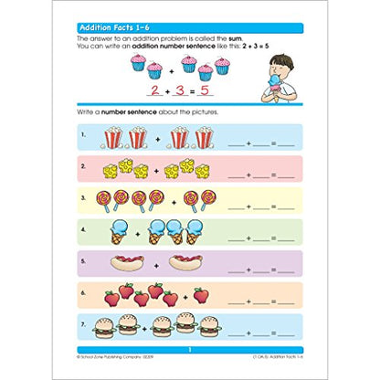 School Zone Addition & Subtraction Workbook: 64 Pages, 1st Grade, 2nd Grade, Elementary Math, Sums, Differences, Place Value, Regrouping, Fact Tables, Ages 6-8 (I Know It! Book Series)