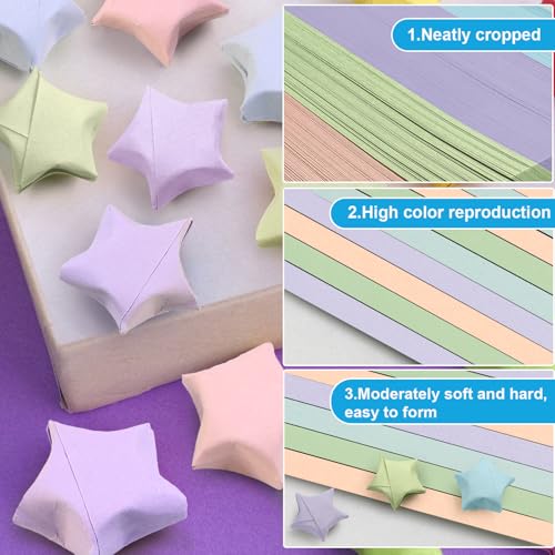 FoDau770 Solid Color Star Paper Strips - 1080 Sheet, Morandi Colour - color: Solid Morandi Colour