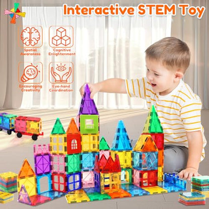 100pcs Magnetic Tiles for Kid Age 3+ Magnetic Blocks Toddlers Toys - style: 100Pcs