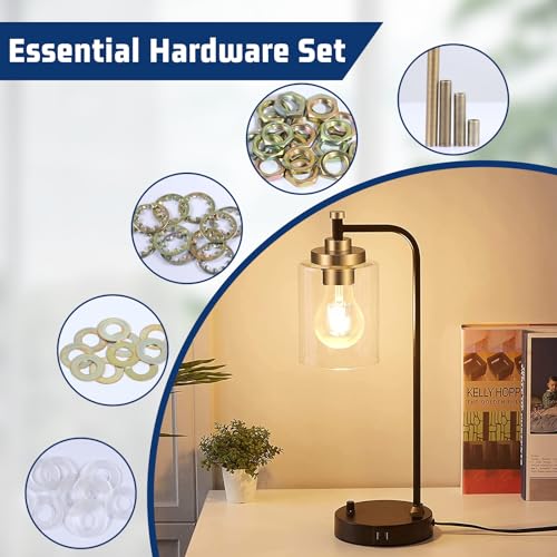 Antique Brass Lamp Repair Hardware Kit - 5 Sizes, 60 Pieces, Includes Pipe Nipples, Lock Nuts, Washers, Perfect for Lamp Assembly & DIY - color: Antique Brass