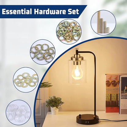 Antique Brass Lamp Repair Hardware Kit - 5 Sizes, 60 Pieces, Includes Pipe Nipples, Lock Nuts, Washers, Perfect for Lamp Assembly & DIY - color: Antique Brass