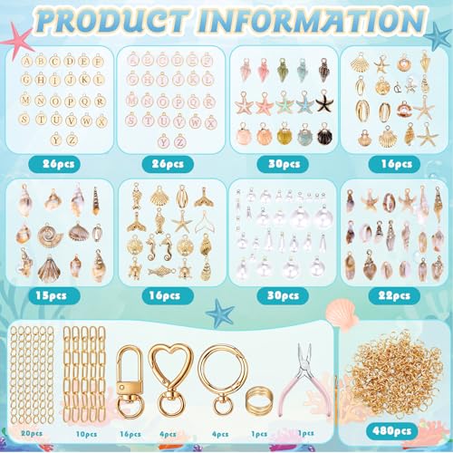 Highergo 717 Pcs Beach Charms Lip Gloss Keychain Making Kit DIY Craft - style: Beach