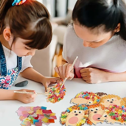 Fennoral 9 Pack Hedgehog Poke in Art Craft Kit for Kids - color: Fall Hedgehog