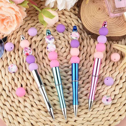 ASTARON 100 Pcs 15mm Purple Pink Silicone Beads for Keychain Making Crafts - color: Pink Purple