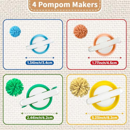 Cesilili Beginner Knitting Loom Set (4/6/8/10in) with 4 Pompom Makers