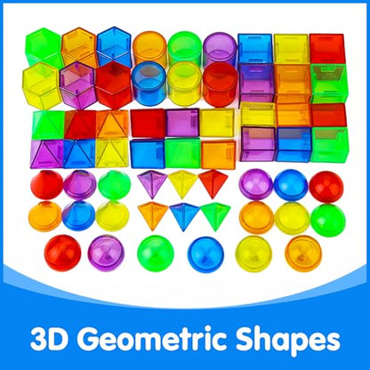 60 Pieces 3D Shapes for Teaching, Light Table Manipulatives