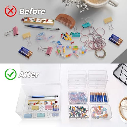 zoeynex Medium Plastic Organizer Boxes, 12 Clear Containers with Hinged Lids, for Beads, Jewelry, Crafts, Electronics, Hardware, School Supplies (32 Labels) - size: 3.3" x 2.4" x 1" (12 Pack)