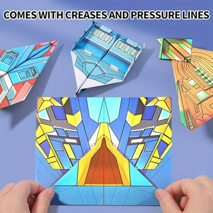 Paper Airplane Origami Kit, 12 Paper Airplane Designs with 36 Colorful Origami Papers, Folding Airplane Creative Origami Kit