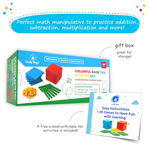 Simply magic 131 PCS Base Ten Blocks for Math - Math Counters - Math Cubes