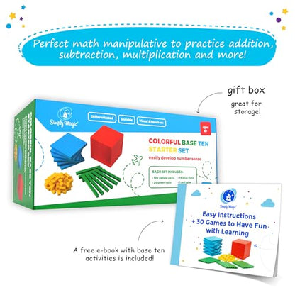 Simply magic 131 PCS Base Ten Blocks for Math - Math Counters - Math Cubes