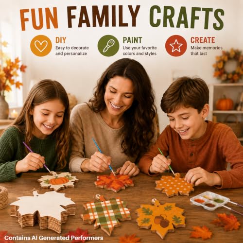 MAQIHAN Wooden Maple Leaf Craft Kit 30 Pcs - Paintable Thanksgiving Decor - size: Maple Leaf