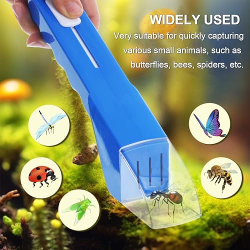 2Pcs Small Animals Catcher Quick Release Humane Catching Tool Clear Contactless Observer Kids Adults Nature Exploration Container to Capture Butterflies, Bees, Spiders, etc (Yellow+Blue) - color: Yellow+blue