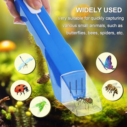 2Pcs Small Animals Catcher Quick Release Humane Catching Tool Clear Contactless Observer Kids Adults Nature Exploration Container to Capture Butterflies, Bees, Spiders, etc (Yellow+Blue) - color: Yellow+blue
