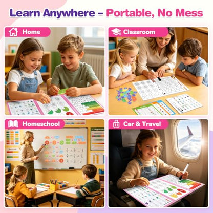 homicozy Magnetic Fraction Playbook for Kids 6-12, Visual Fraction Tiles - color: Pink