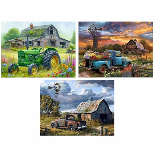 3 Pack Diamond Art Kits for Adults, Country Scene Diamond Painting Kits - color: 3 Pack Truck, size: 15.7x11.8in(40x30cm)