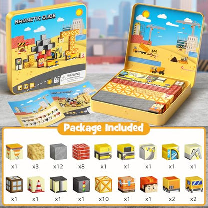 Magnetic Engineering Travel STEM：49PCS Mini Blocks Kit for Ages 3-8 - size: 49PCS