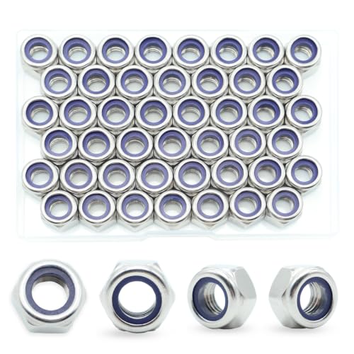 M10-1.5 Nylon Insert Lock Nuts 36 Pack, 304 Stainless Steel Hardware Nuts - size: M10-1.5 (36 Pcs)