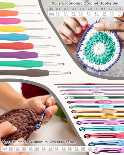 Aeelike Crochet Kits for Beginners Adults Kids, Complete Crochet Set, Black - color: Black