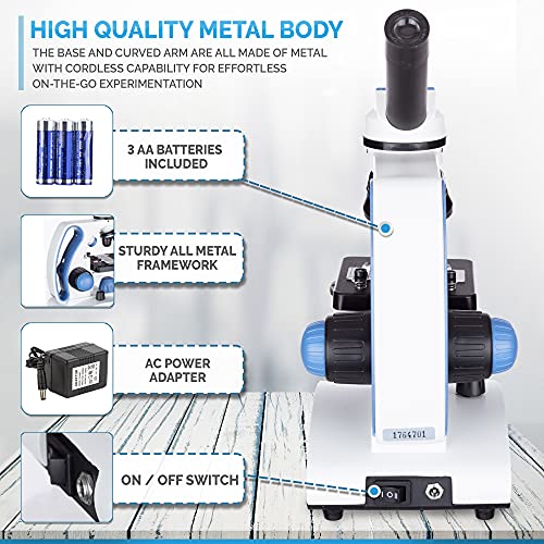 AmScope M162C-2L-WM-SP14 Deluxe Microscope Set - 1000X Dual Light, Glass