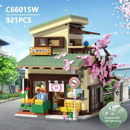Japan Cat's Grocery Shop - Building Blocks,921 PCS LED MOC Model for Adults - style: Grocery Shop