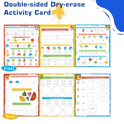Magnetic Fraction Demonstration Book for Kids, Montessori Fraction Playbook with Tiles & Circles, Fraction Educational Puzzle Sets for Children, Math Manipulatives for Homeschool Classroom - size: Small
