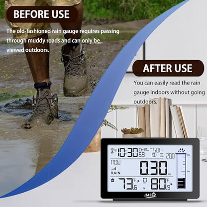Wireless Rain Gauge Outdoor, Digital Rain Gauge Outdoors Best Rated with Thermometer,Accurate Self-Emptying Rain Measure Gauge for Garden,Remote Electronic Rain Meter,Freeze Proof Rainfall Measurer - color: Digital Wireless Rain Gauge