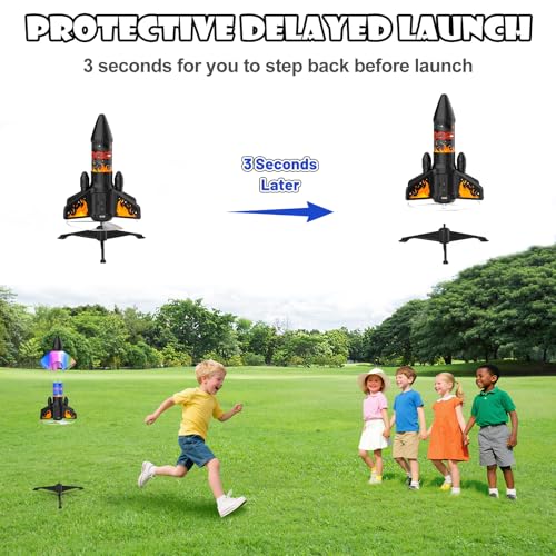 Rocket Launcher for Kids, 200 ft Self Launching Motorized Rocket Toy - color: Orange