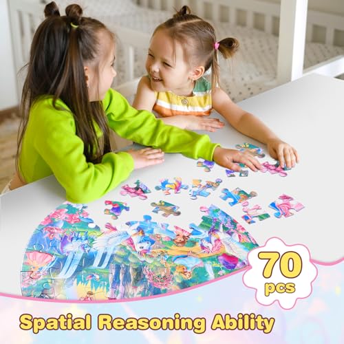 Civaner 70 Pieces Floor Puzzles Round Large Puzzles, Unicorn - style: Unicorn