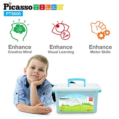 PicassoTiles 600pc Construction Toy Straw Building Set Children STEM Learning Interlocking Building Toys Creative Straw Connecting Builder Kits Early Education Kit for Kids Boys & Girls Ages 3+ PTS600 - color: 600pc Toy Straw