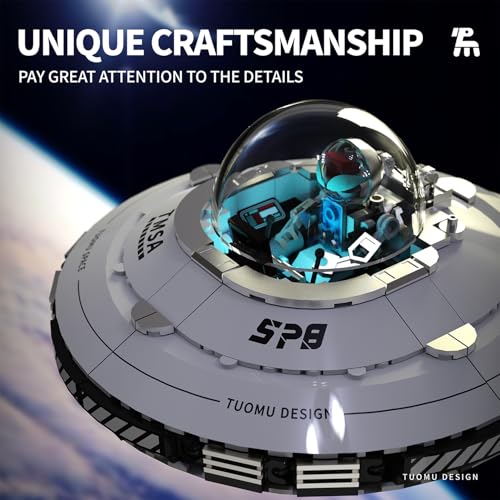 UFO Spaceship Building Block Set, Creative UFO&Alien Building Set, Space Exploration Spaceship Brick, Dual LED Lights and Transparent Base, Model for UFO Lover Collection,Gifts for Ages 8+ - style: T3012