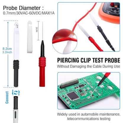 Multimeter Test Leads Kit,25PCS Current Probes with Replaceable Alligator Clips,Precision Sharp Probe,Test Hook,Test Tweezer,Wire Piercing Test Probe for Digital Electrical Multimeter Testing - color: Test Kit-3