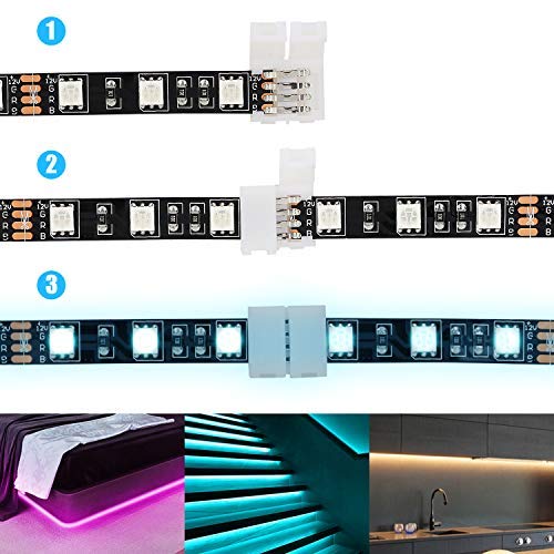 WENHSIN 10Packs 4-Pin RGB LED Light Strip Connectors 10mm Unwired Gapless Solderless Adapter Terminal Extension - size: 10MM-4PIN