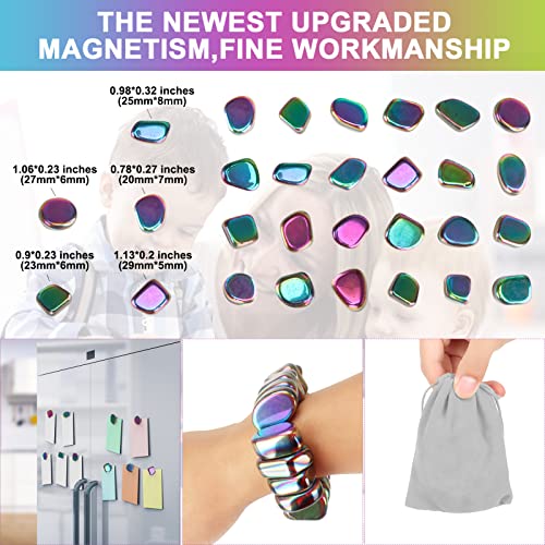 24pcs Rainbow Large Fridge Magnets Stones Science Kit, Irregular Polished Magnetic Whiteboard Locker, Home Kitchen Refrigerator Magnets, Neat Perfect Decorations Gifts Teacher Researcher - color: Rainbow