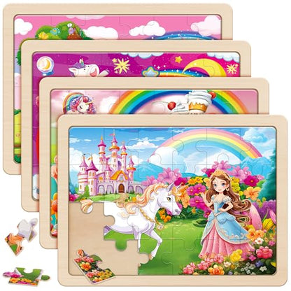 SYNARRY Large Unicorn Princess Fairy Wooden Puzzles for Kids Ages 4-6 - style: Unicorn