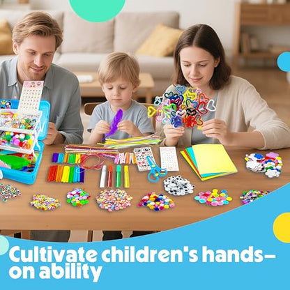 SMILESSKIDDO Kids Arts and Crafts, 1000+ PCS Craft Kits with Storage Box - color: blue
