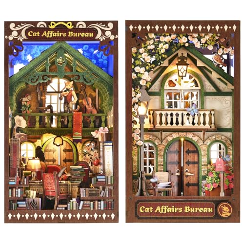 Book Nook Kit, Book Nook Kits for Adults DIY Booknook Model Build - color: Cat Affairs Bureau