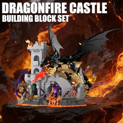 Dragon Castle Building Sets with Dice Tower Medieval Castle Building Blocks Sets Dice Rolling Tower Castle Model Kits Toys Gift for Adults Teens 919 PCS - color: Dragon Castle