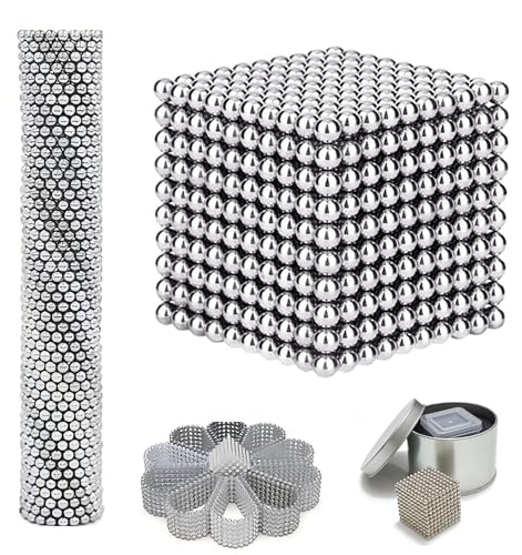 Silver Creative Magnetic Balls Building 1000PCS, Adult DIY Fidget Kit, Stress Relief Toy for Adults Only, Modern Desktop Ornament & Relaxation Gift for Home and Office