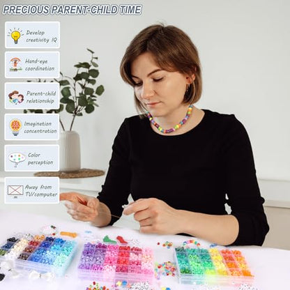 Quefe 72 Colors 4700pcs 9mm Pony Beads Bracelet Kit Kandi Bead - color: 72 colors