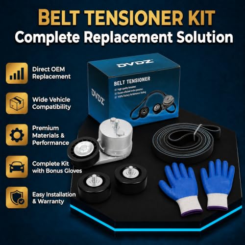 Serpentine Belt Tensioner Idler Pulley Kit with EPDM Belt Compatible with Chevrolet Silverado 2500 HD 3500 3500HD GMC Sierra 2500 HD 3500 3500HD 6.6L Diesel 2002-2010, Replace 38172 36310 - size: 90K-38172