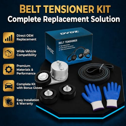 Serpentine Belt Tensioner Idler Pulley Kit with EPDM Belt Compatible with Chevrolet Silverado 2500 HD 3500 3500HD GMC Sierra 2500 HD 3500 3500HD 6.6L Diesel 2002-2010, Replace 38172 36310 - size: 90K-38172