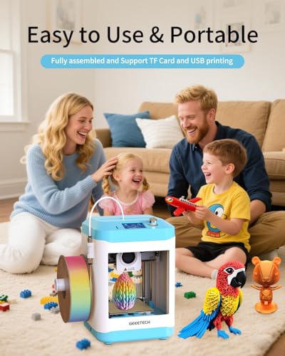 Fully Assembled Mini 3D Printer for Kids & Beginners - Complete Starter Kit with Auto Leveling 3D Printing Machine, 1 Roll of Filament, and SD Card, High-Speed 250mm/s, High Precision, for School Home - size: Mini