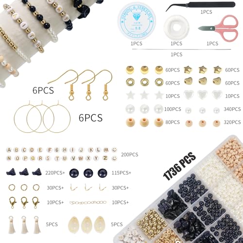 Jewelry Making Supplies Kit, Bracelet Making Kit, Natural Stone Beads - color: Snowflake Obsidian