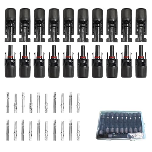 20PCS IP67 Waterproof Solar Connector Solar Panel Cable 5 Pairs - size: Solar Kit 10 Pair