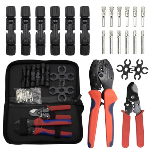 Solar PV Panel Crimping Tool Kit AWG 10-14 2.5/4/6mm² - color: Mc4-6set-with Iron Scissor