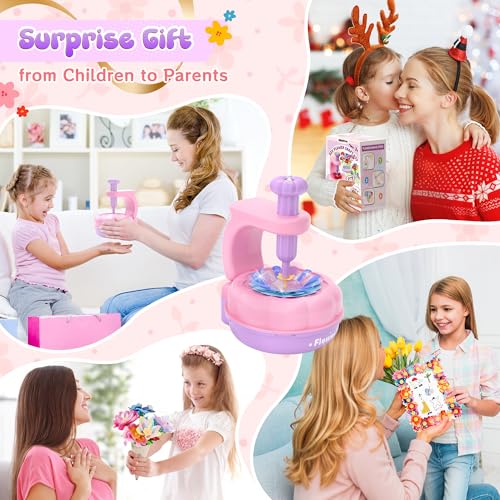 GirlsHome 300+PCS Fabric Flower Bouquets Toys, DIY Flower Craft Kits - color: Purple Pink