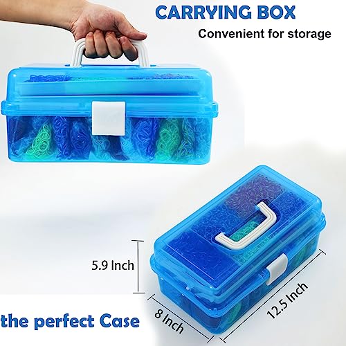 YITOHOP 15000+ Loom Rubber Bands Bracelet Kit, Rubber Bands for Bracelet Making Kit,Loom Bracelet Making Kit with 3 Layer Container,30 Colors,380 Beads, Charms Hooks Tools - color: Blue