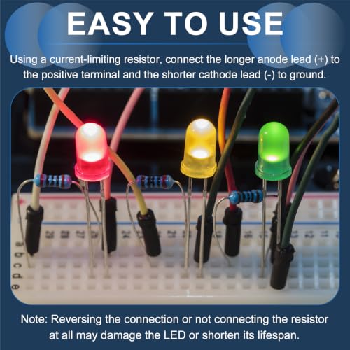MECCANIXITY 100pcs 3mm LED Diode Lights Rainbow Slow DC 3-12V with Resistor